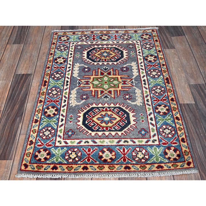2'1" x 3'0" New Hand Knotted Grey Wool Rectangle Oriental Rug - MOA102370