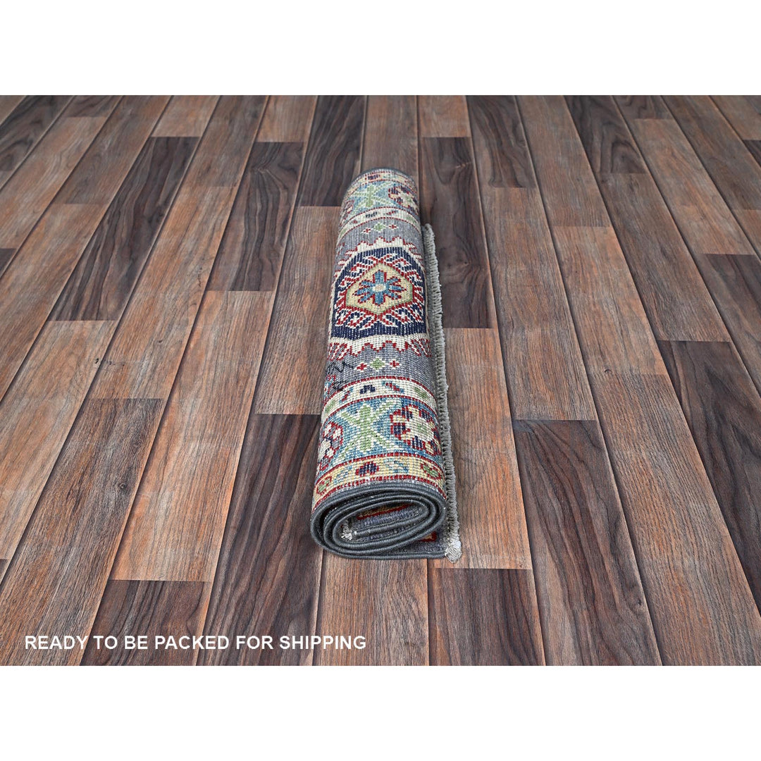 2'1" x 3'0" New Hand Knotted Grey Wool Rectangle Oriental Rug - MOA102370