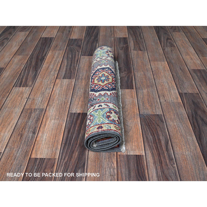 2'1" x 3'0" New Hand Knotted Grey Wool Rectangle Oriental Rug - MOA102370