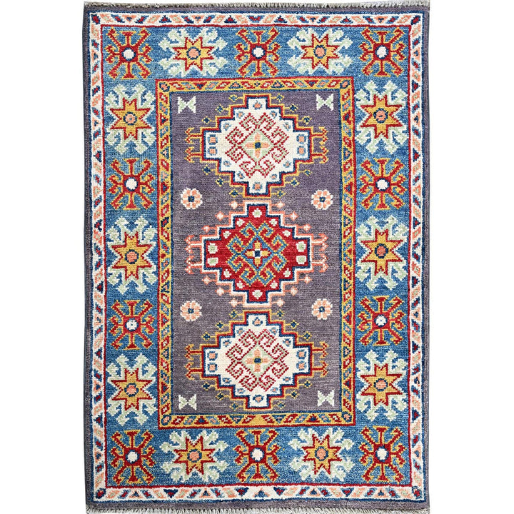 2'1" x 2'10" New Hand Knotted Grey Wool Rectangle Oriental Rug - MOA102371