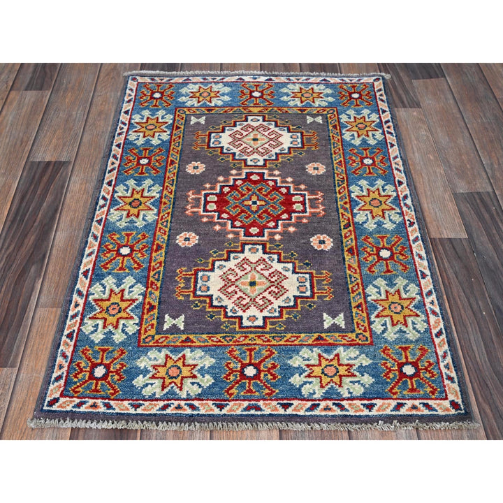 2'1" x 2'10" New Hand Knotted Grey Wool Rectangle Oriental Rug - MOA102371