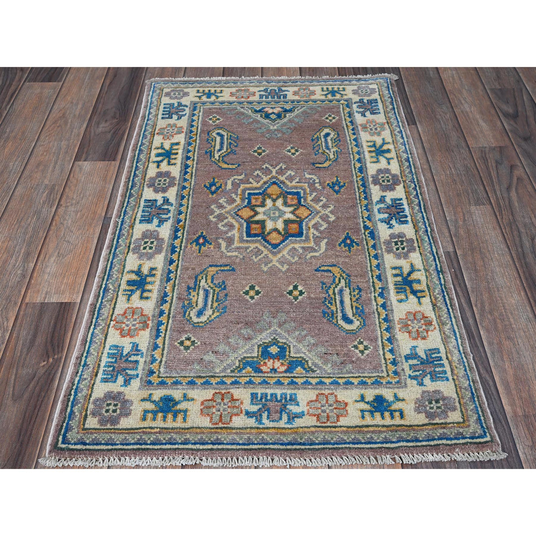 1'11" x 3'3" New Hand Knotted Pink Wool Rectangle Oriental Rug - MOA102372