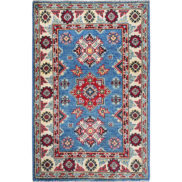 2'0" x 2'11" New Hand Knotted Blue Wool Rectangle Oriental Rug - MOA102373