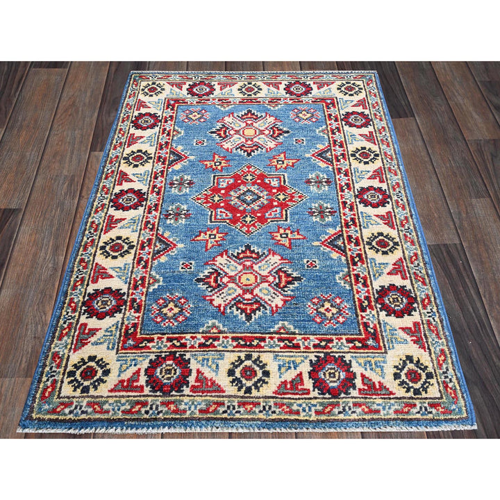 2'0" x 2'11" New Hand Knotted Blue Wool Rectangle Oriental Rug - MOA102373