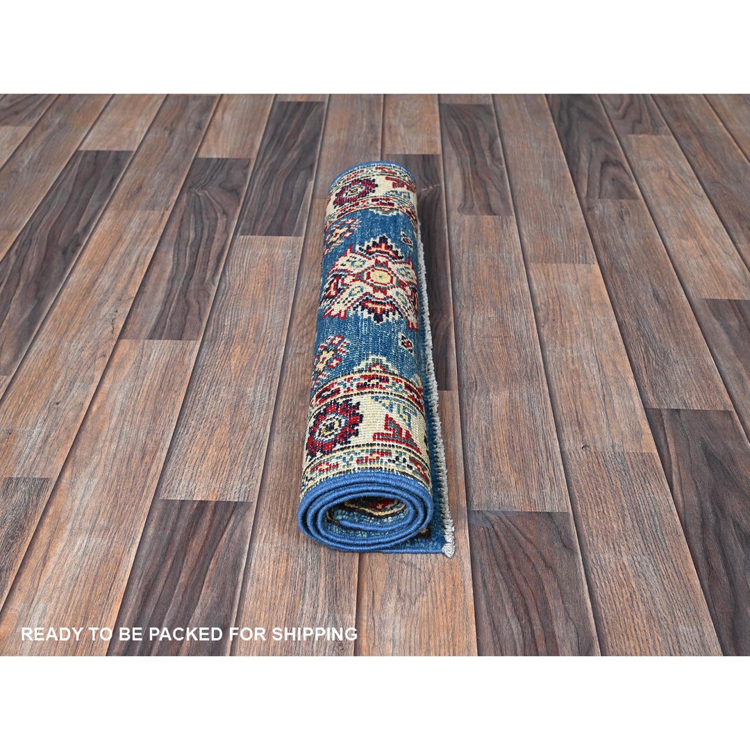 2'0" x 2'11" New Hand Knotted Blue Wool Rectangle Oriental Rug - MOA102373