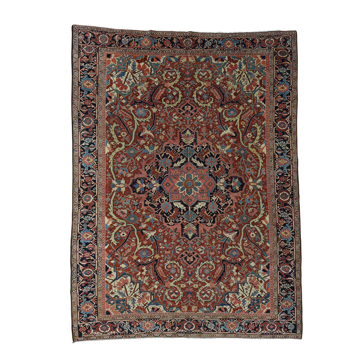 8'6" x 11'7" Vintage Hand Knotted Red Wool Rectangle Oriental Rug - MOA10237427