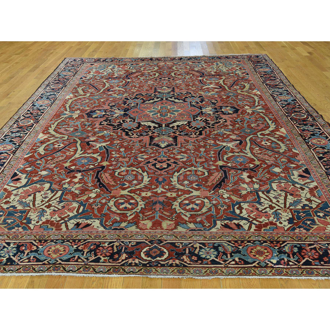 8'6" x 11'7" Vintage Hand Knotted Red Wool Rectangle Oriental Rug - MOA10237427