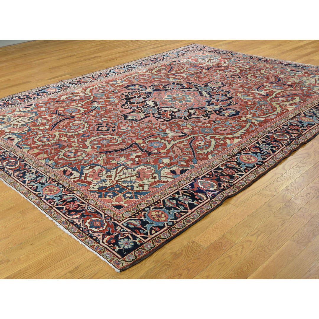 8'6" x 11'7" Vintage Hand Knotted Red Wool Rectangle Oriental Rug - MOA10237427