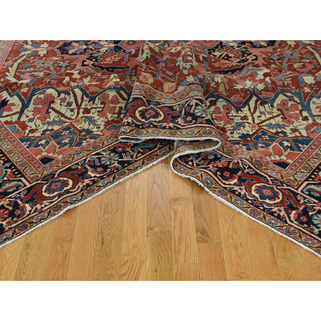 8'6" x 11'7" Vintage Hand Knotted Red Wool Rectangle Oriental Rug - MOA10237427