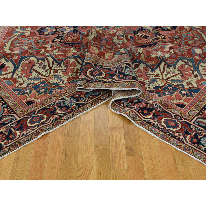 8'6" x 11'7" Vintage Hand Knotted Red Wool Rectangle Oriental Rug - MOA10237427