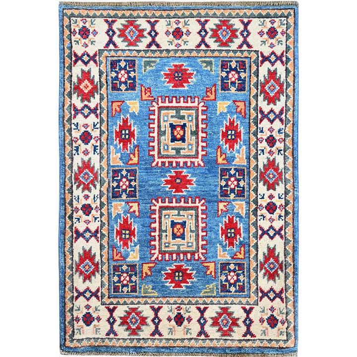 2'0" x 2'11" New Hand Knotted Blue Wool Rectangle Oriental Rug - MOA102376