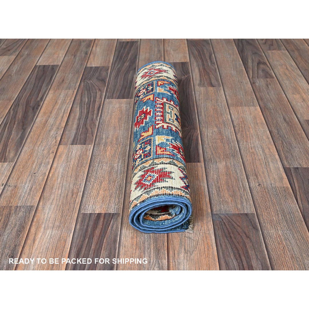 2'0" x 2'11" New Hand Knotted Blue Wool Rectangle Oriental Rug - MOA102376
