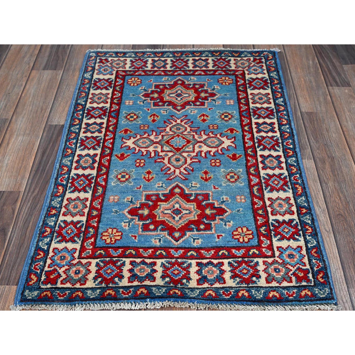 1'11" x 2'10" New Hand Knotted Blue Wool Rectangle Oriental Rug - MOA102377