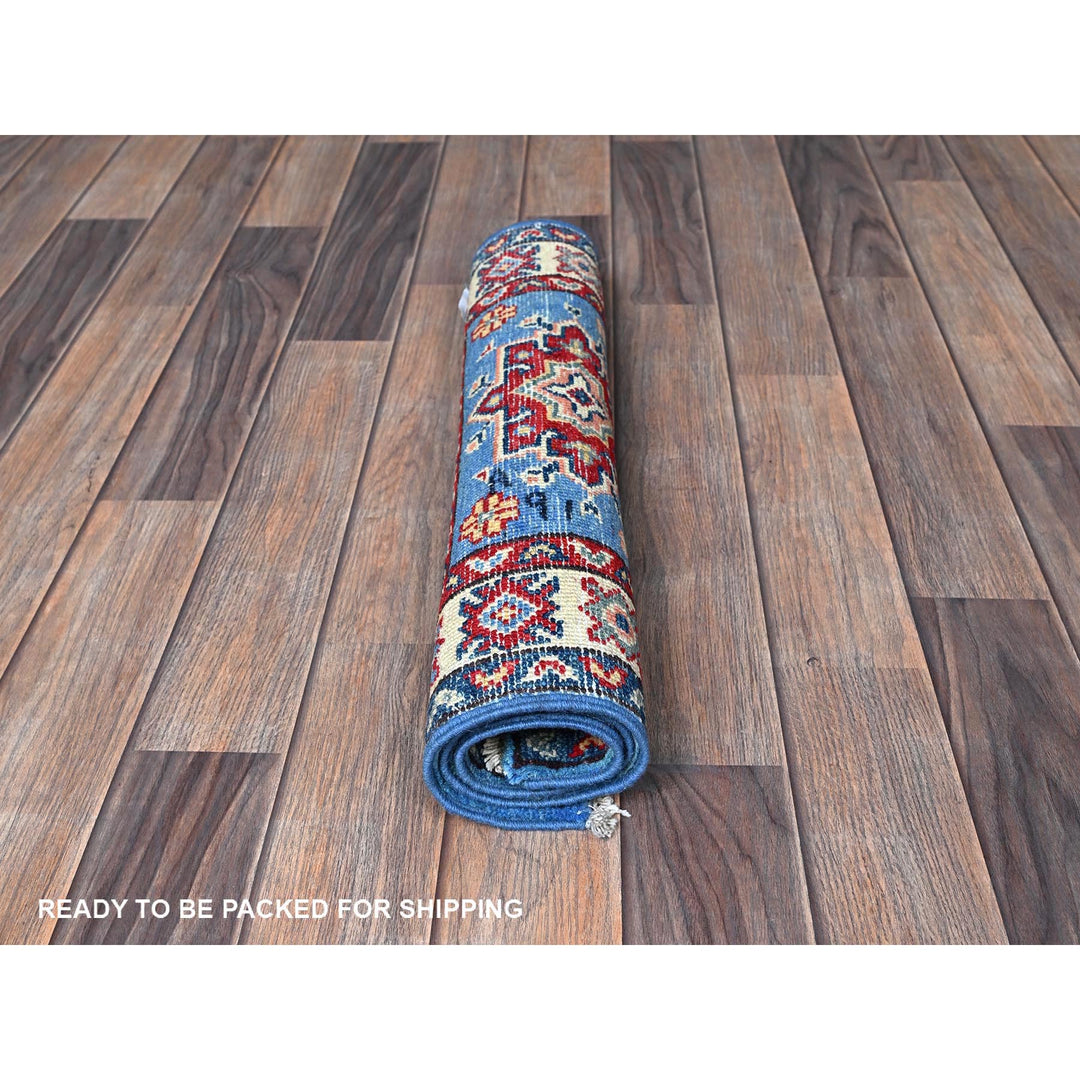 1'11" x 2'10" New Hand Knotted Blue Wool Rectangle Oriental Rug - MOA102377