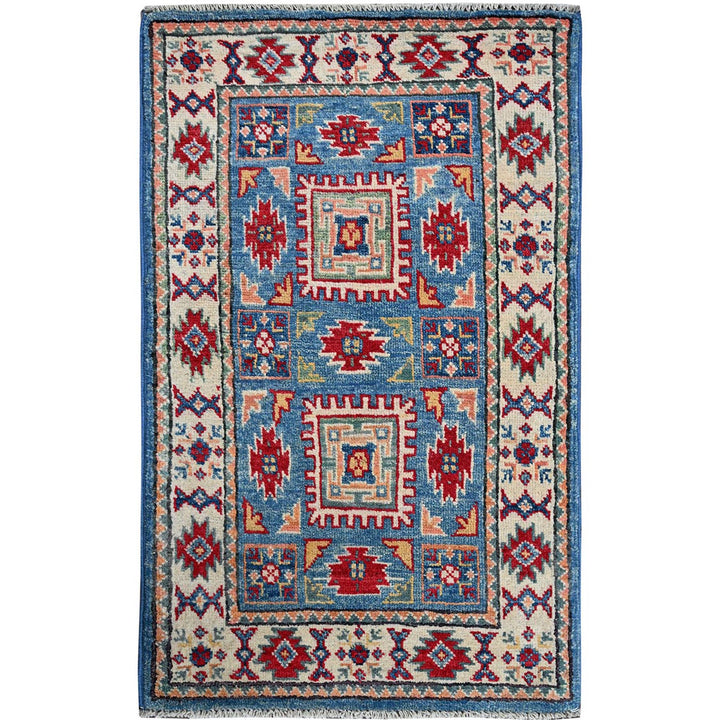 1'10" x 3'0" New Hand Knotted Blue Wool Rectangle Oriental Rug - MOA102378