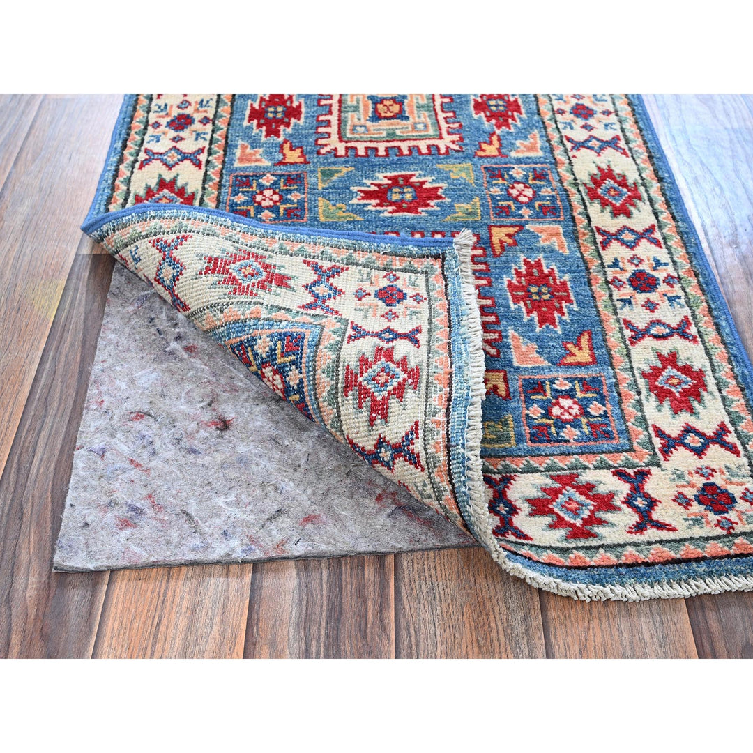 1'10" x 3'0" New Hand Knotted Blue Wool Rectangle Oriental Rug - MOA102378