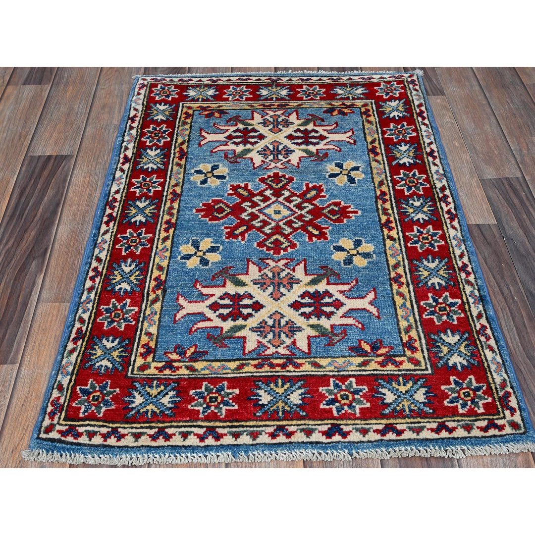 2'1" x 2'11" New Hand Knotted Blue Wool Rectangle Oriental Rug - MOA102379