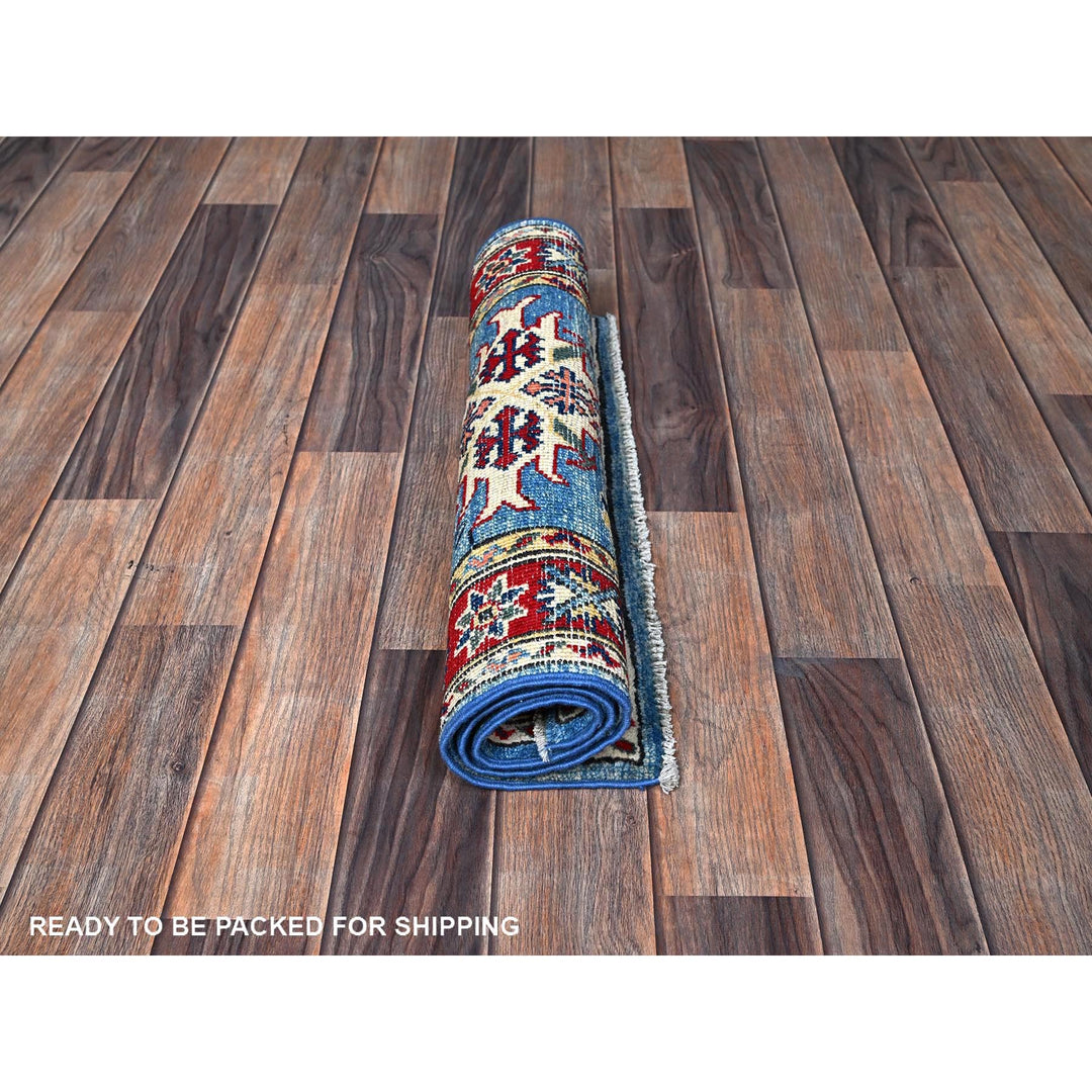 2'1" x 2'11" New Hand Knotted Blue Wool Rectangle Oriental Rug - MOA102379