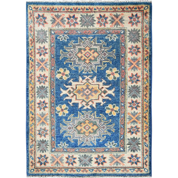 2'1" x 2'9" New Hand Knotted Blue Wool Rectangle Oriental Rug - MOA102380