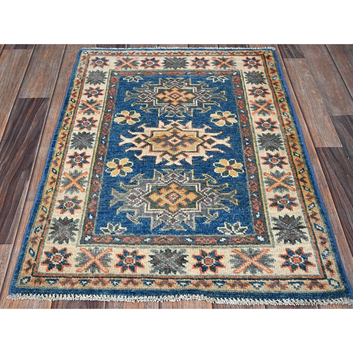 2'1" x 2'9" New Hand Knotted Blue Wool Rectangle Oriental Rug - MOA102380