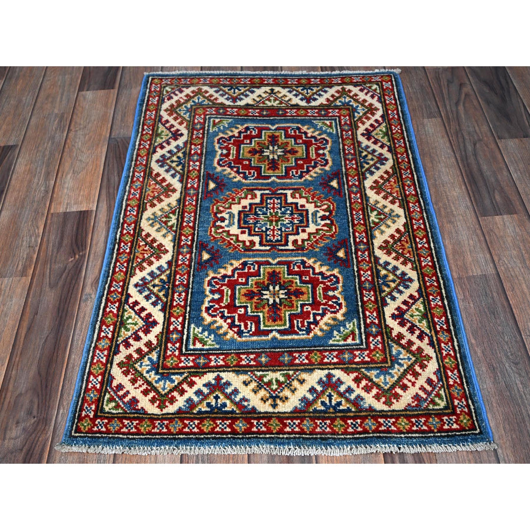 2'0" x 3'0" New Hand Knotted Blue Wool Rectangle Oriental Rug - MOA102381