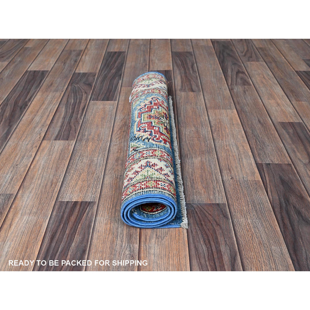 2'0" x 3'0" New Hand Knotted Blue Wool Rectangle Oriental Rug - MOA102381