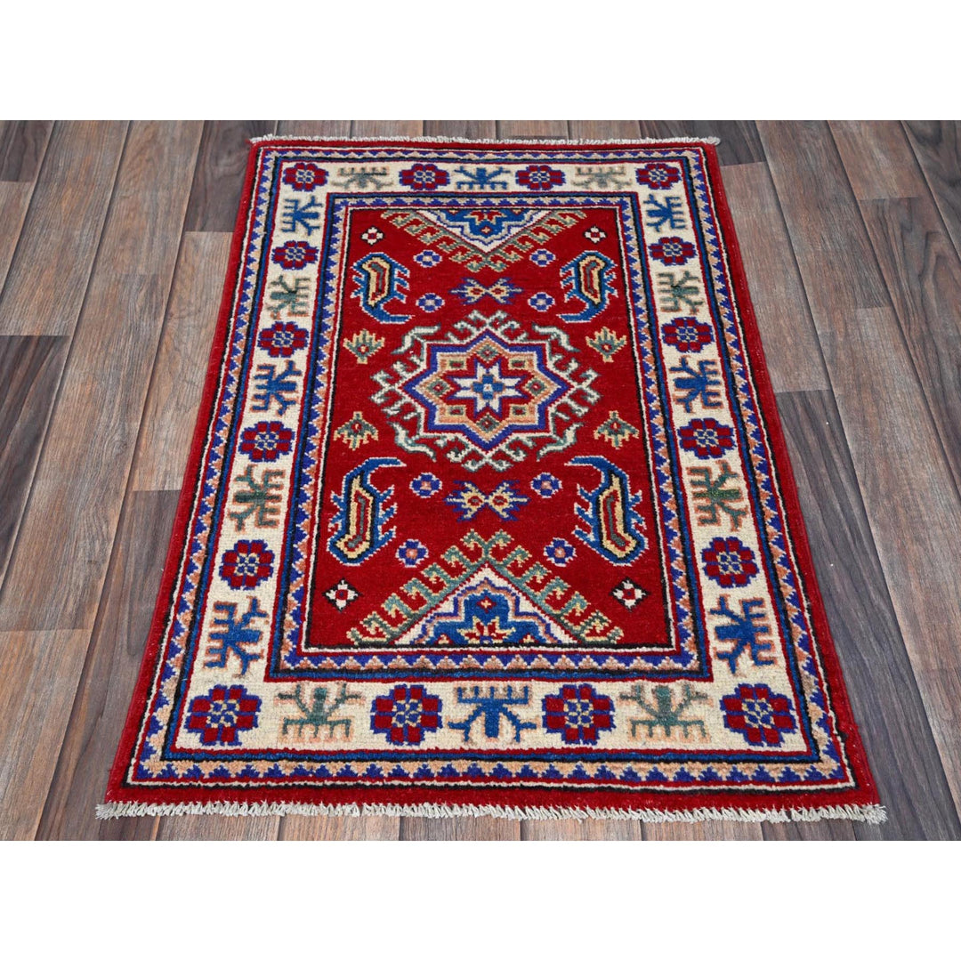 2'0" x 2'11" New Hand Knotted Red Wool Rectangle Oriental Rug - MOA102382