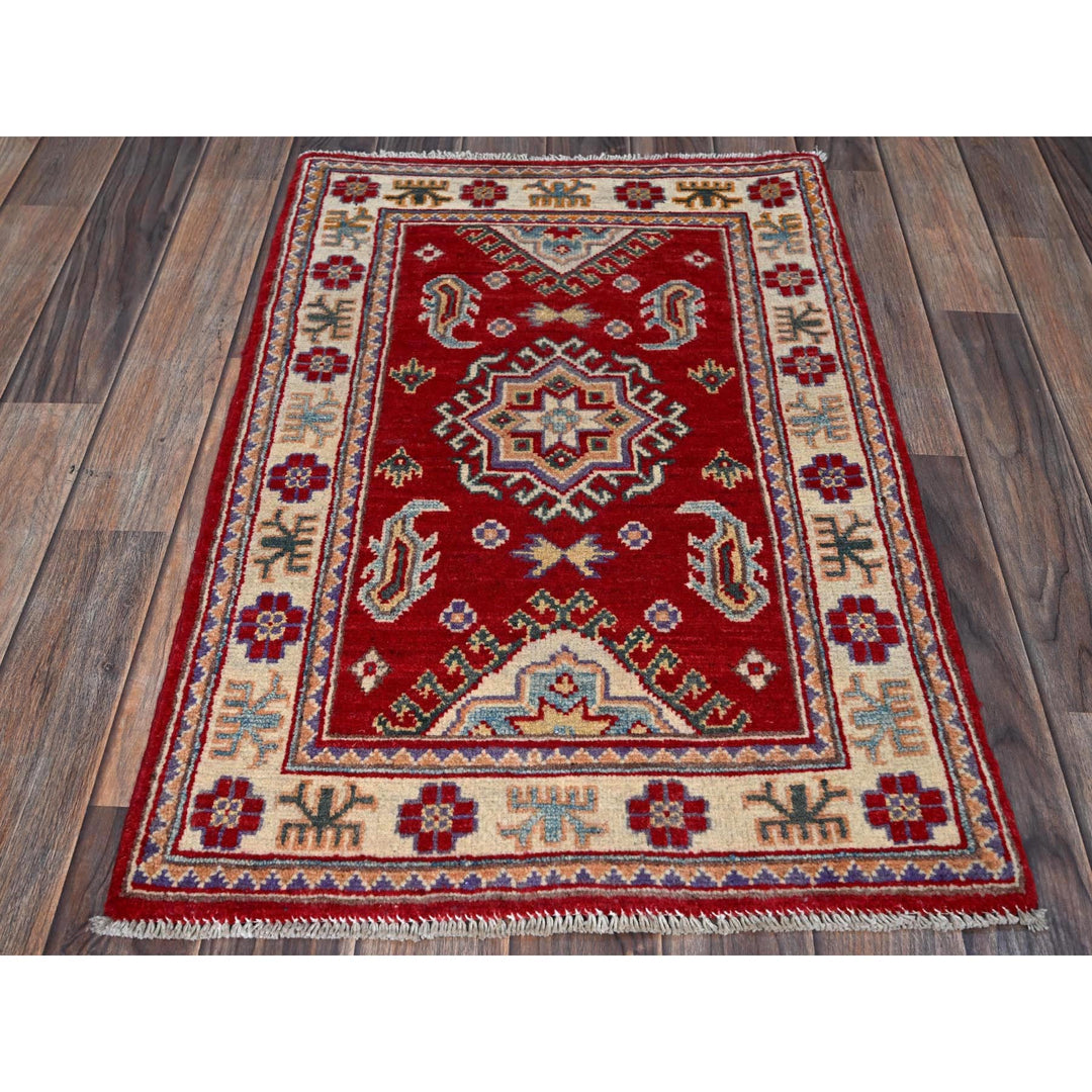 2'0" x 3'0" New Hand Knotted Red Wool Rectangle Oriental Rug - MOA102383