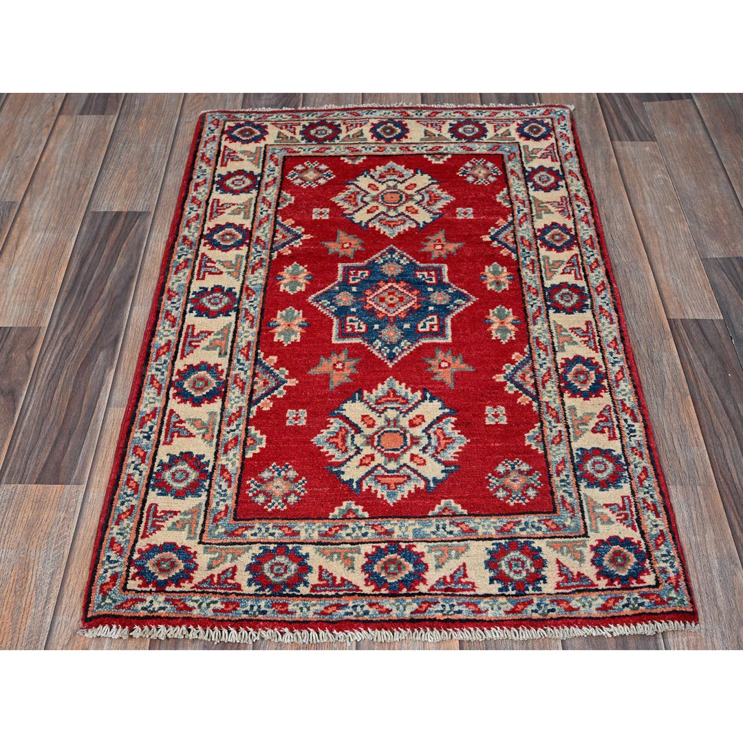 1'11" x 3'0" New Hand Knotted Red Wool Rectangle Oriental Rug - MOA102385