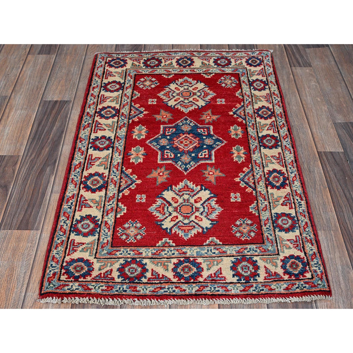 1'11" x 3'0" New Hand Knotted Red Wool Rectangle Oriental Rug - MOA102385