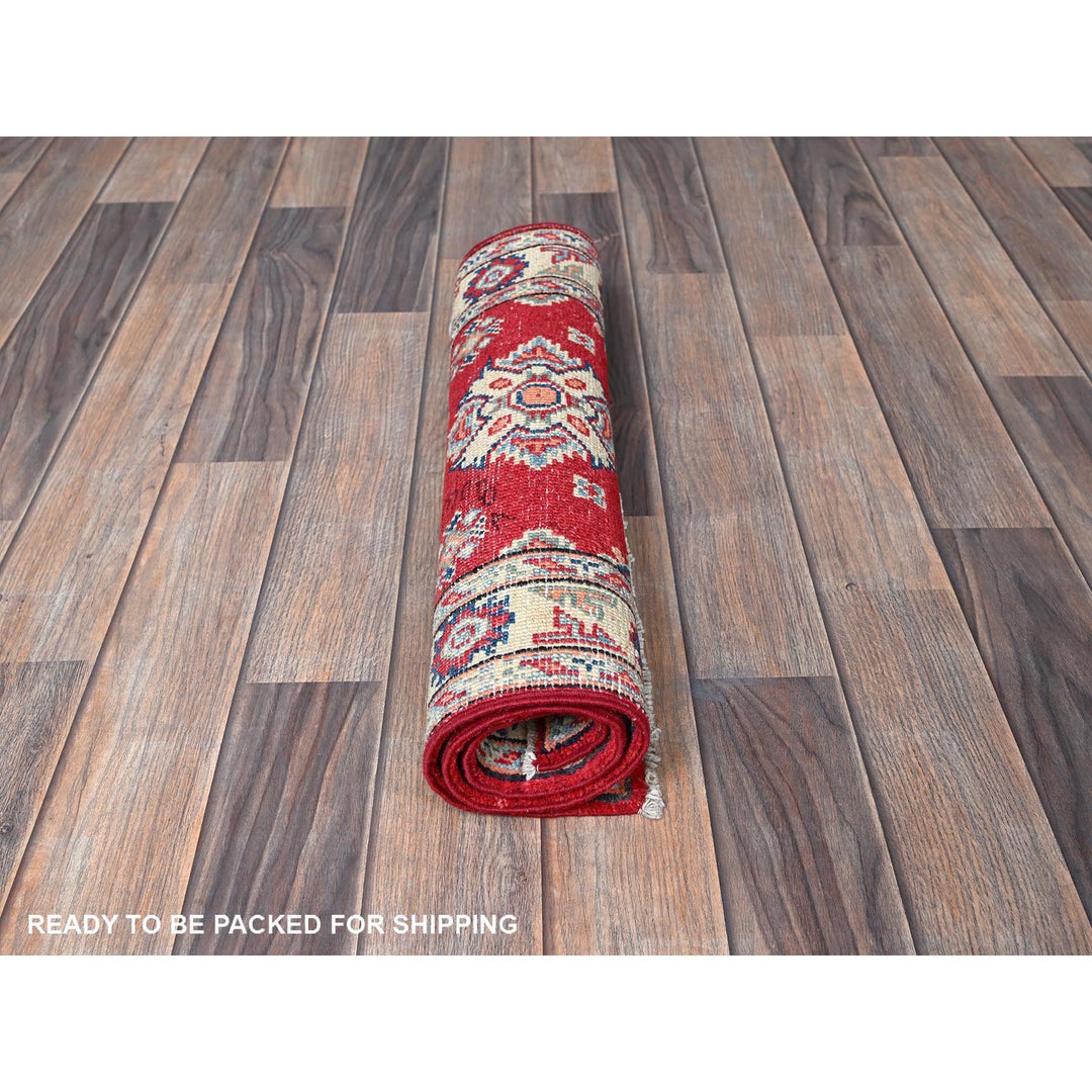 1'11" x 3'0" New Hand Knotted Red Wool Rectangle Oriental Rug - MOA102385