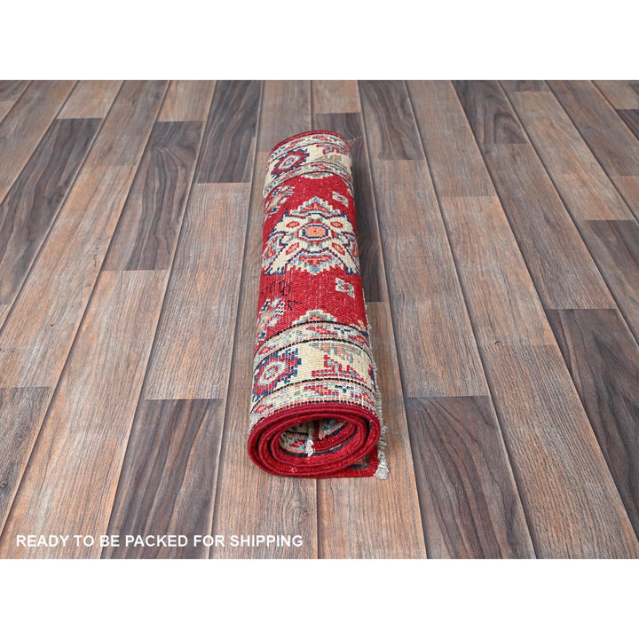 1'11" x 3'0" New Hand Knotted Red Wool Rectangle Oriental Rug - MOA102385