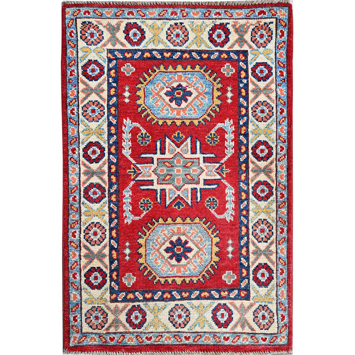 2'1" x 3'1" New Hand Knotted Red Wool Rectangle Oriental Rug - MOA102386
