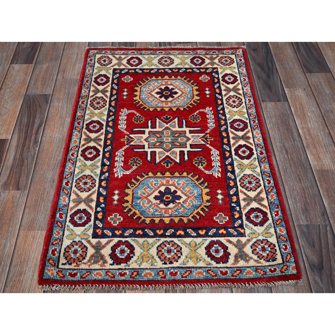 2'1" x 3'1" New Hand Knotted Red Wool Rectangle Oriental Rug - MOA102386