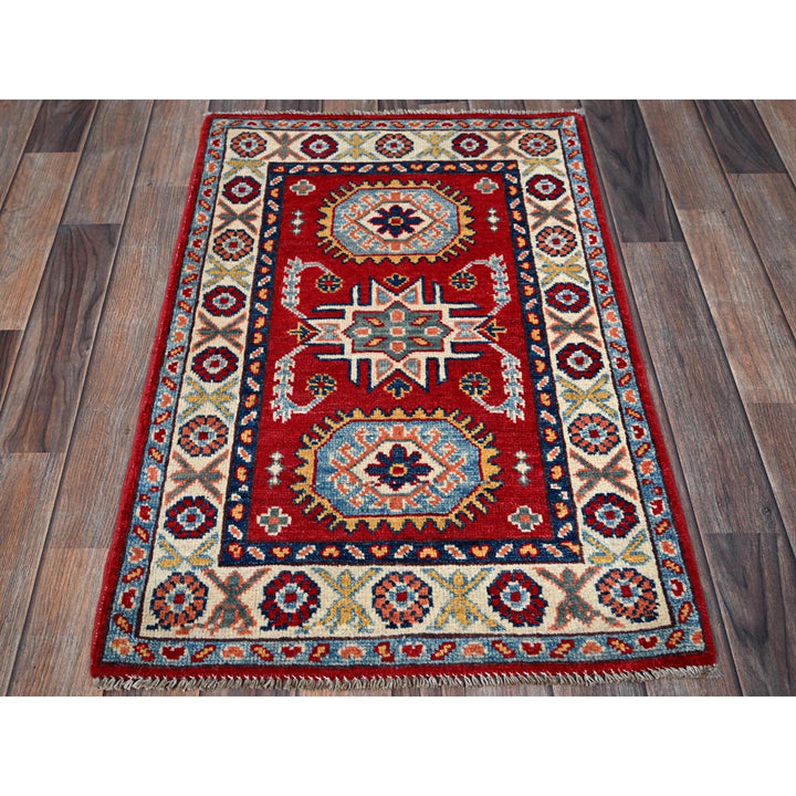2'1" x 3'1" New Hand Knotted Red Wool Rectangle Oriental Rug - MOA102386