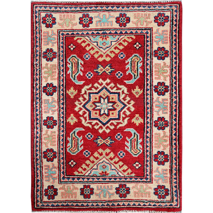 2'1" x 3'0" New Hand Knotted Red Wool Rectangle Oriental Rug - MOA102387
