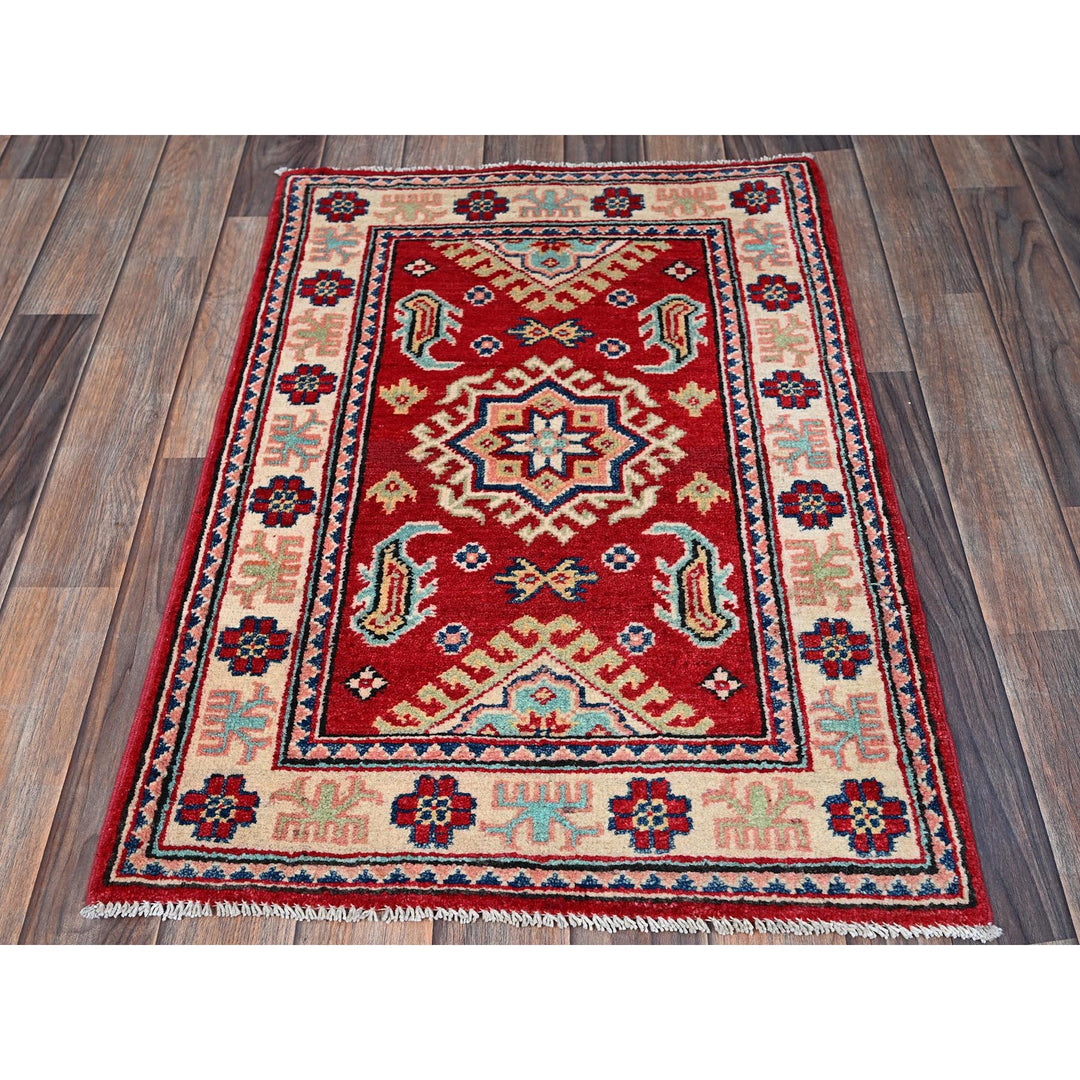 2'1" x 3'0" New Hand Knotted Red Wool Rectangle Oriental Rug - MOA102387
