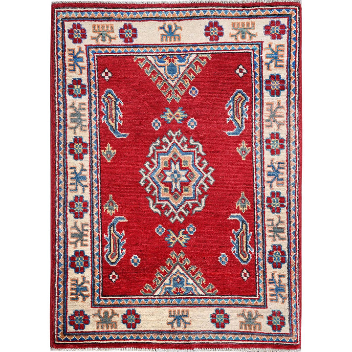 2'1" x 3'1" New Hand Knotted Red Wool Rectangle Oriental Rug - MOA102388