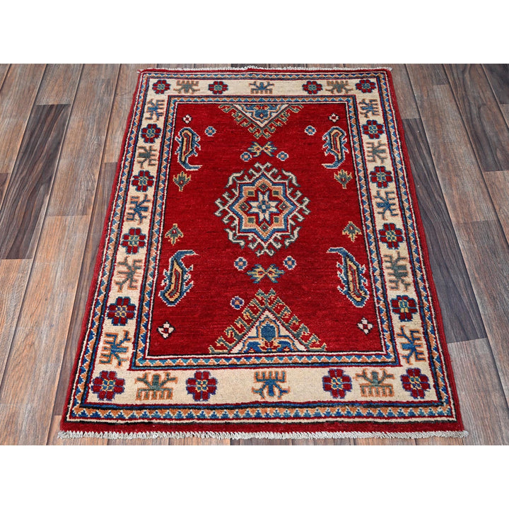 2'1" x 3'1" New Hand Knotted Red Wool Rectangle Oriental Rug - MOA102388