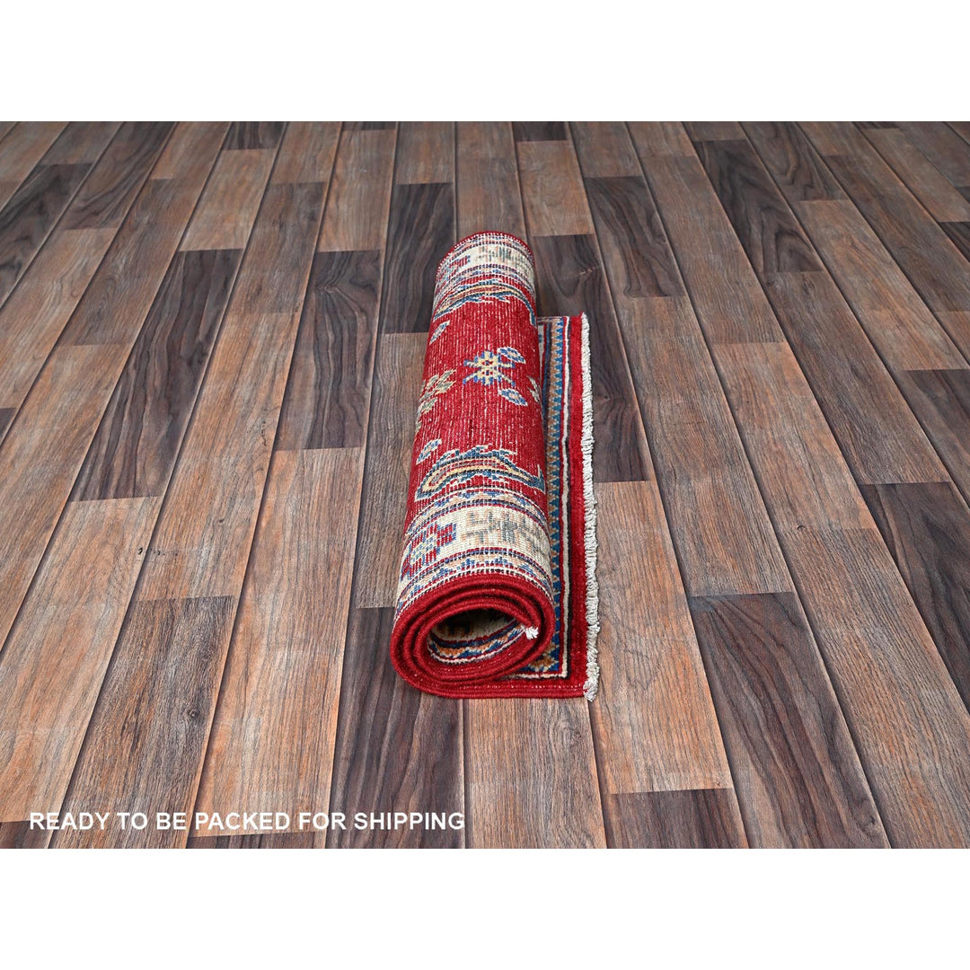 2'1" x 3'1" New Hand Knotted Red Wool Rectangle Oriental Rug - MOA102388