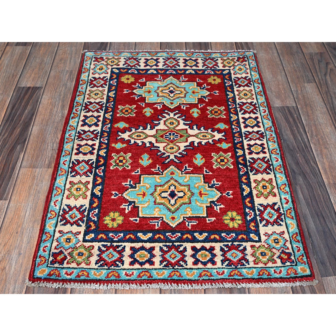 2'1" x 3'0" New Hand Knotted Red Wool Rectangle Oriental Rug - MOA102389