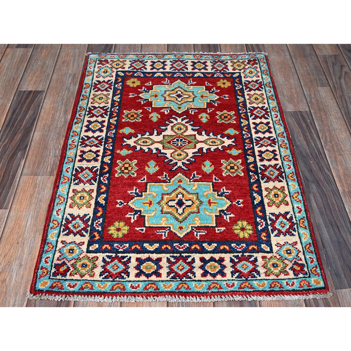 2'1" x 3'0" New Hand Knotted Red Wool Rectangle Oriental Rug - MOA102389