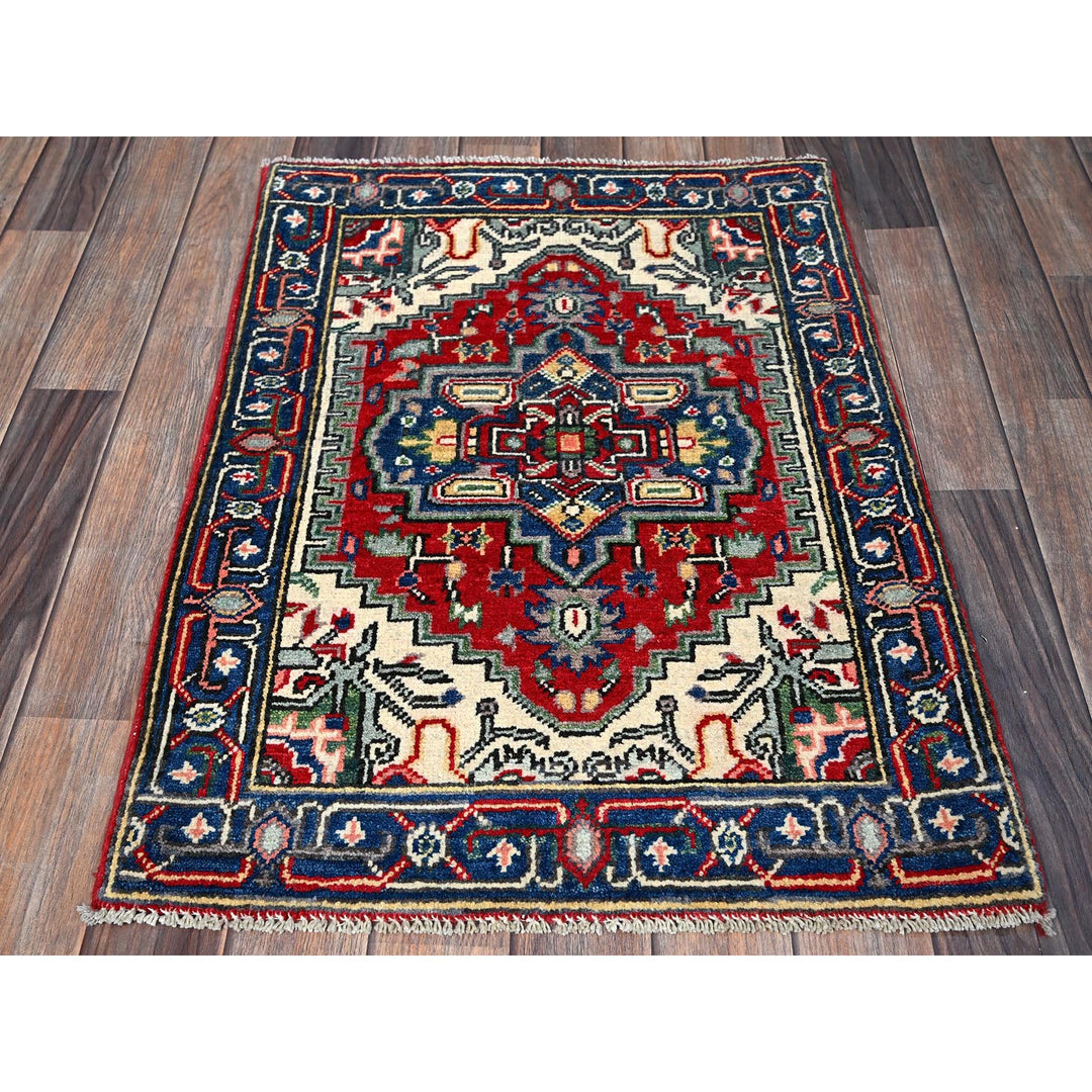 2'2" x 3'0" New Hand Knotted Red Wool Rectangle Oriental Rug - MOA102390