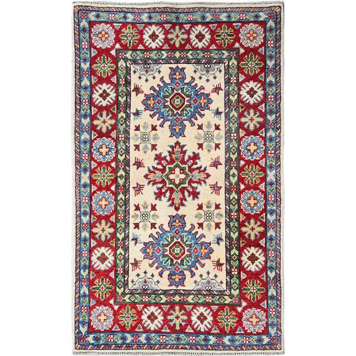 2'6" x 4'1" New Hand Knotted Ivory Wool Rectangle Oriental Rug - MOA102393