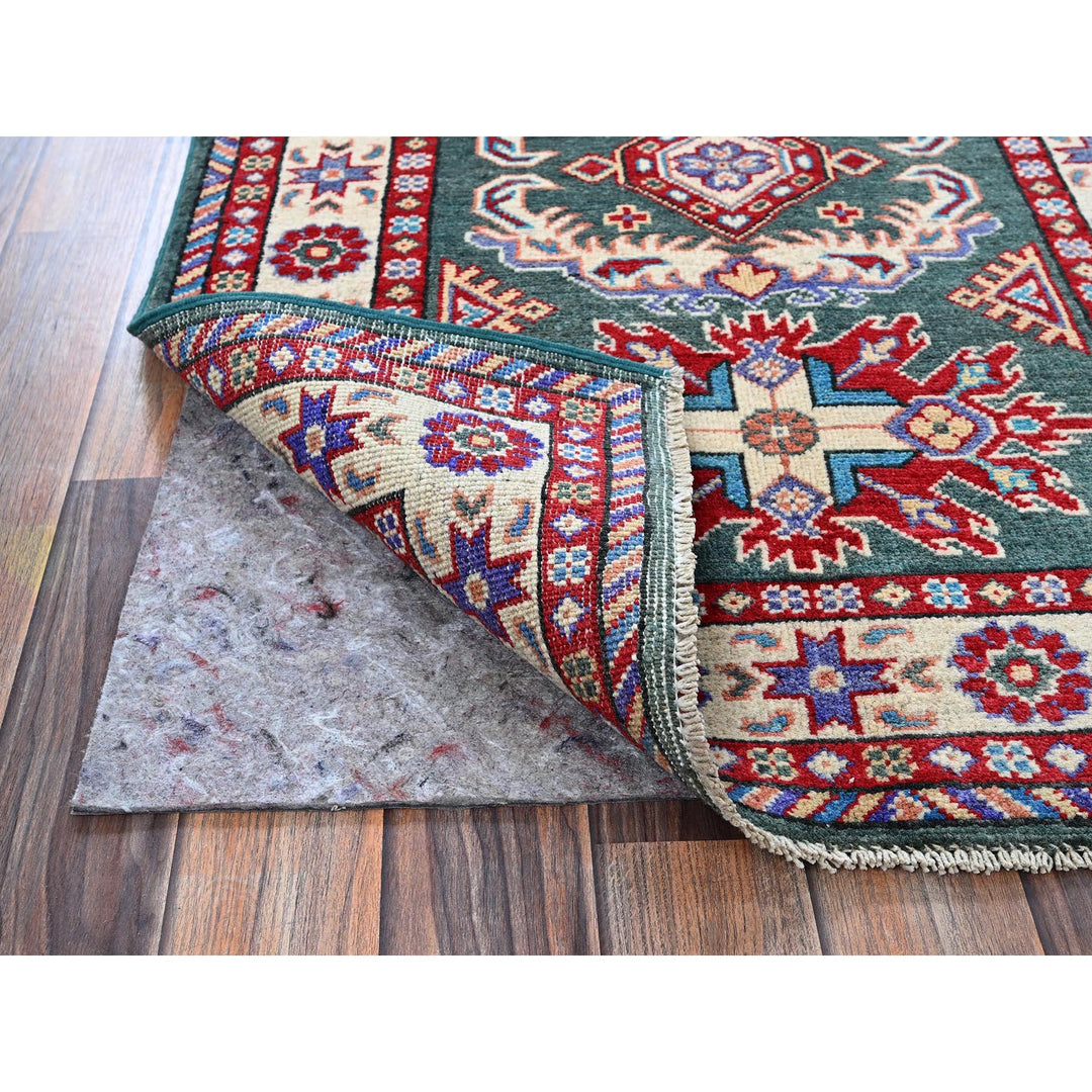 2'8" x 3'11" New Hand Knotted Green Wool Rectangle Oriental Rug - MOA102394