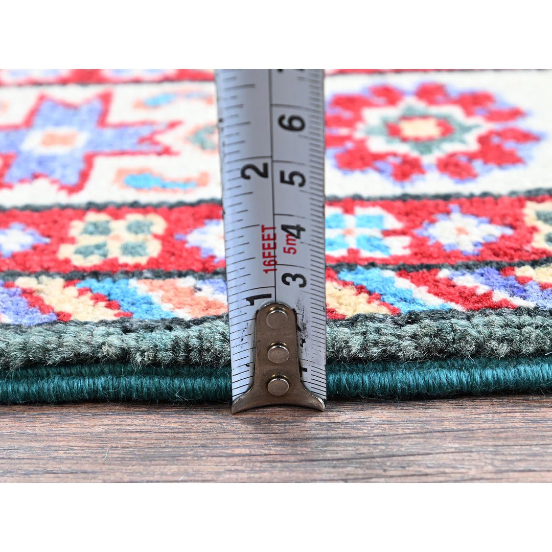 2'8" x 3'11" New Hand Knotted Green Wool Rectangle Oriental Rug - MOA102394