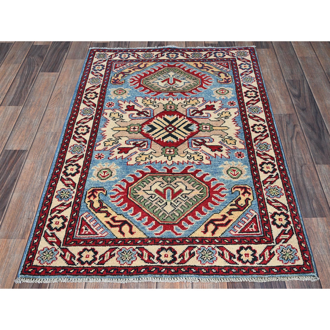2'9" x 3'11" New Hand Knotted Blue Wool Rectangle Oriental Rug - MOA102397