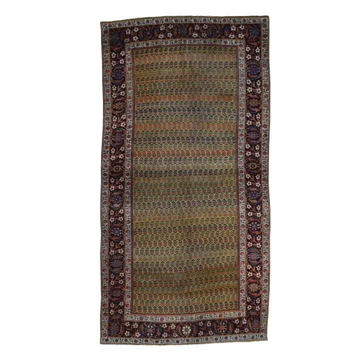 5'1" x 9'10" Vintage Hand Knotted Yellow Wool Runner Oriental Rug - MOA10239843
