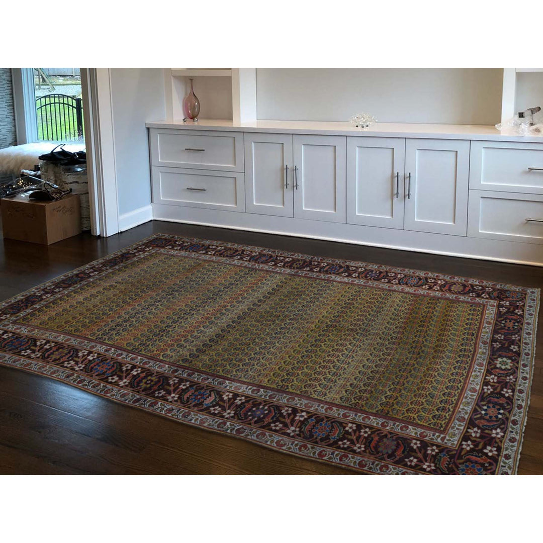 5'1" x 9'10" Vintage Hand Knotted Yellow Wool Runner Oriental Rug - MOA10239843