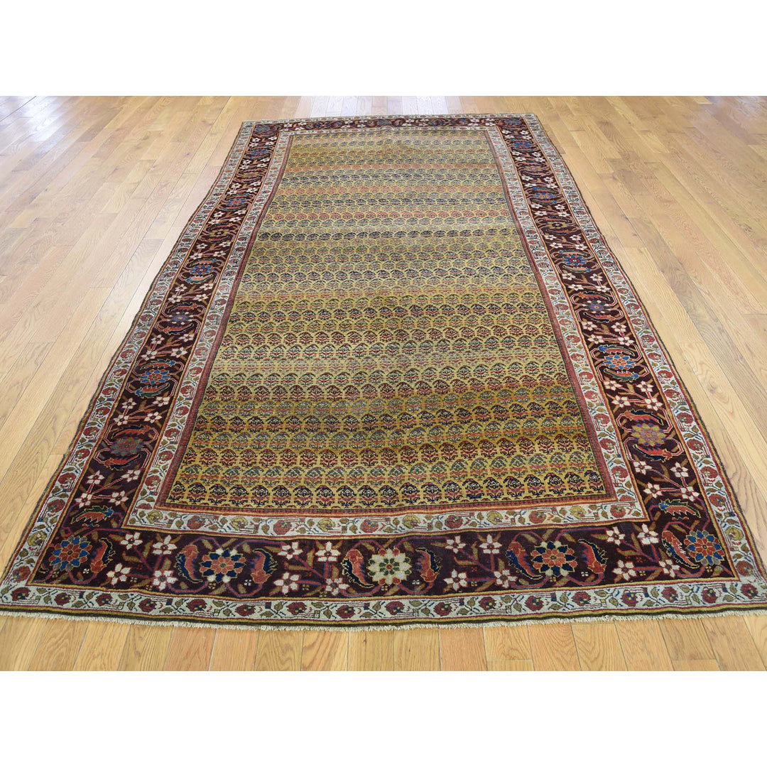 5'1" x 9'10" Vintage Hand Knotted Yellow Wool Runner Oriental Rug - MOA10239843